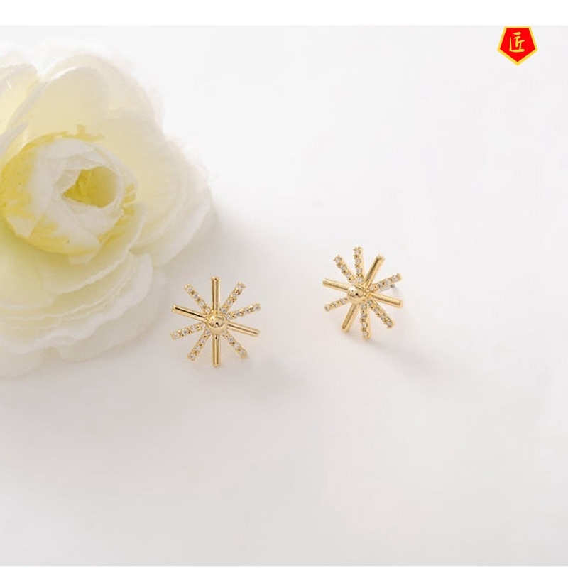 [Ready Stock]Silver Daisy Micro Rhinestone Stud Earrings