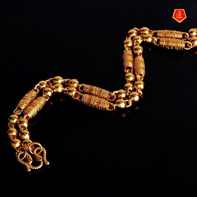 [Ready Stock]Lucky Beads Prayer Wheel Gold Necklace Special-Interest Design