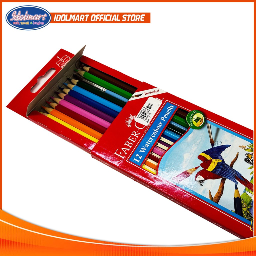 IDOLAKU Pensil Warna Faber Castell Water Color 12 Warna Panjang