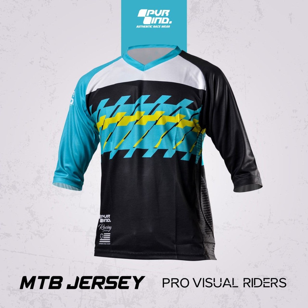 Jersey 3 4 PVR 11 Putih Tosca - Jerseys MTB Pro Visual Riders  - Jersey Sepeda adem - Jersey Downhil
