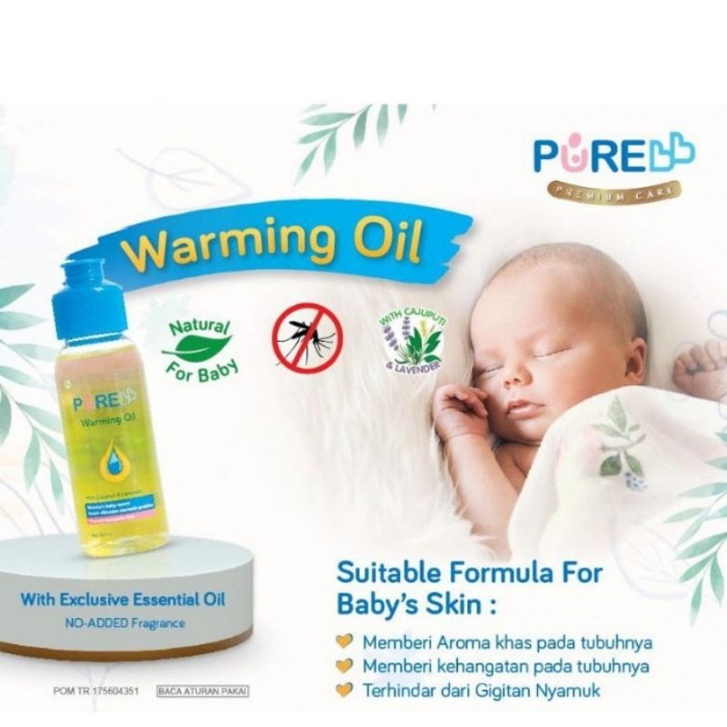 Pure Baby Warming Oil Minyak Telon Bayi Cajuputi dan Lavender 60 ml Minyak Kayu Putih