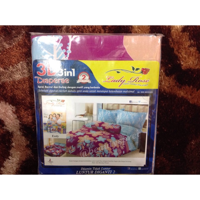 Sprei king size 180x200 essly bunga dasar ungu internal lady rose disperse