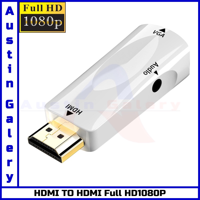 Adapter HDMI TO VGA With Port Audio 3.5mm Full HD1080P Untuk HDTV Proyektor