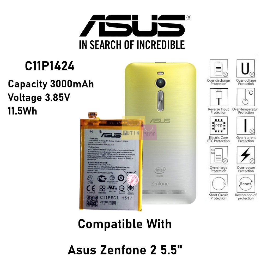 (P) Baterai Original Asus Zenfone 2 5.5” C11P1424 ZE550ML ZE551ML Z00AD Z008D Z00ADB Z00A Z008 ZE008 ZE00AD ZE008