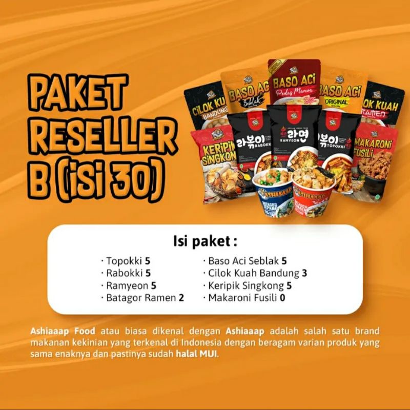 

ASHIAAAP PAKET RESELLER B ISI 30 PCS RABOKKI 5 + TOPOKKI 5 + RAMYEON 5 + BASO ACI SEBLAK 5 + KERIPIK SINGKONG 5 + CILOK KUAH BANDUNG 3 + BATAGOR RAMEN 2 PAKET HEMAT INSTAN MUMER TERENAK TERMURAH PEDAS GURIH LEZAT