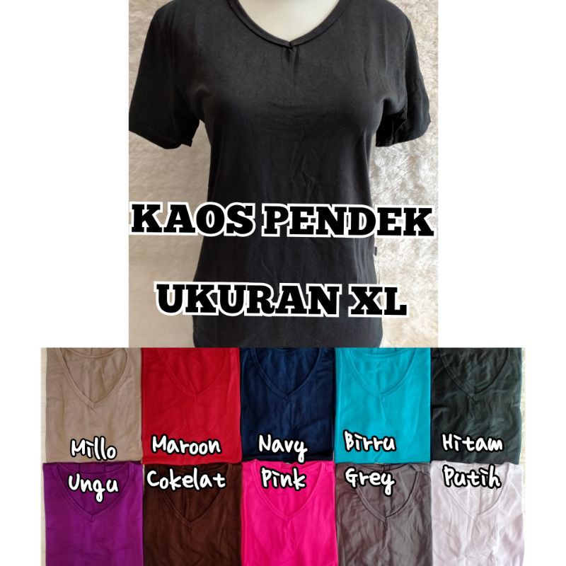 Kaos Wanita Vneck Polos Lengan Pendek