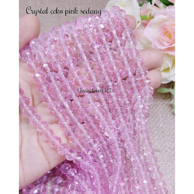 crystal ceko 8mm pink sedang