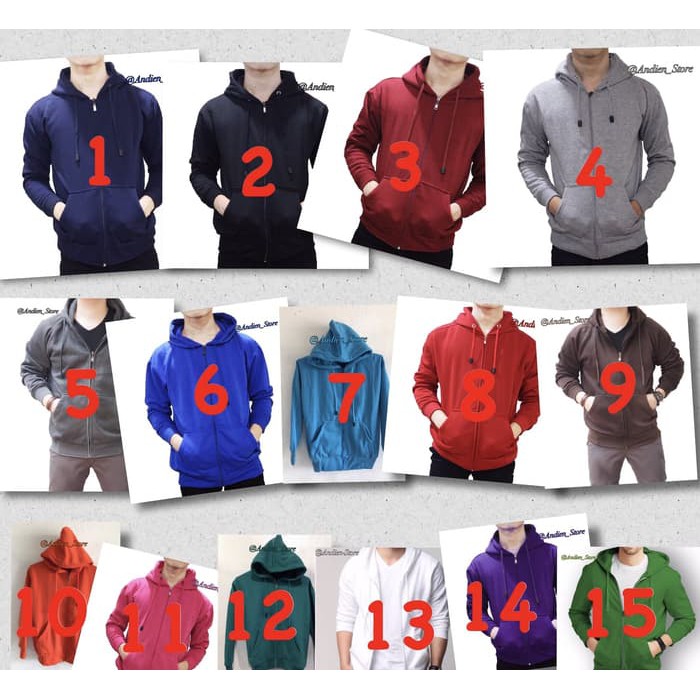 Jaket Hoodie Zipper Polos Biru Benhur