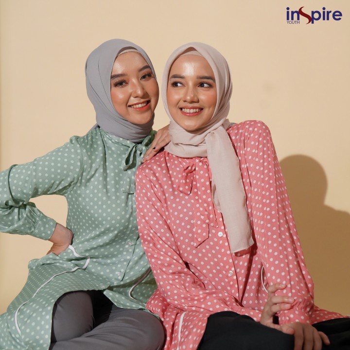 Inspire Tunik ITU 031 Motif Polkadot Bahan Rayon Nibras Wonosobo