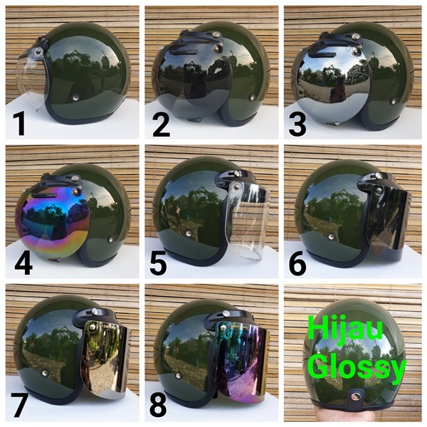 helm dewasa cat polos warna hijau glossy