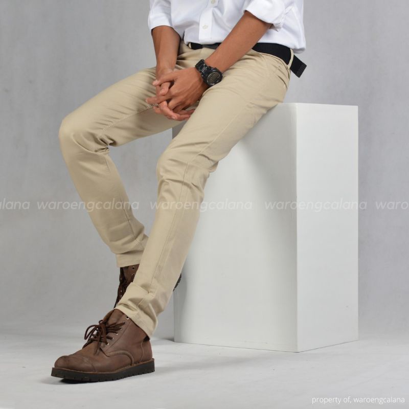 CELANA PANJANG CHINO CREAM BIG SIZE 36.38.40.42 CHINO PRIA BIG SIZE