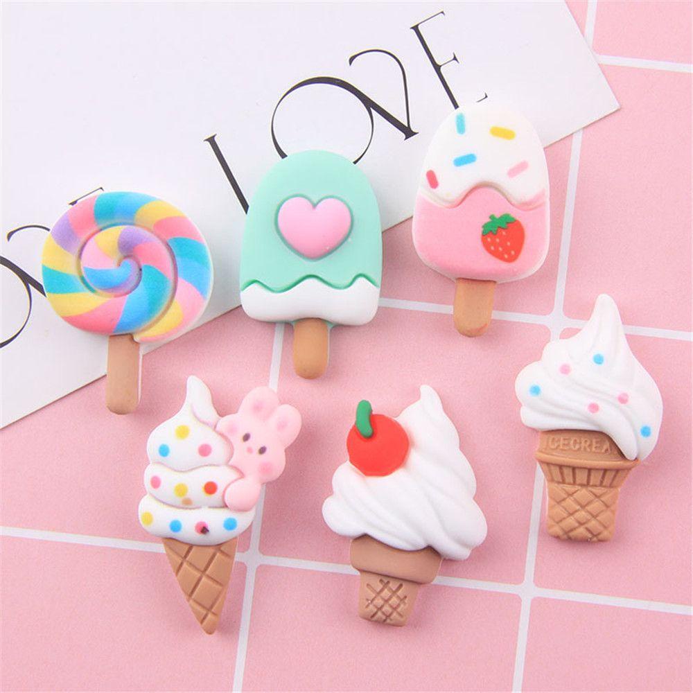 ❈Rowan ROWAN ROWAN❈ 10 Pcs Aksesoris Hiasan Kepala Bentuk Es Lolipop Bahan Resin Untuk Dekorasi Case Hp