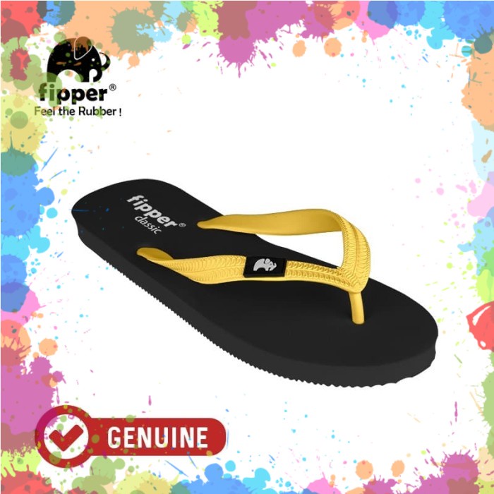 Fipper Classic / Sandal Jepit Unisex / Black - Yellow