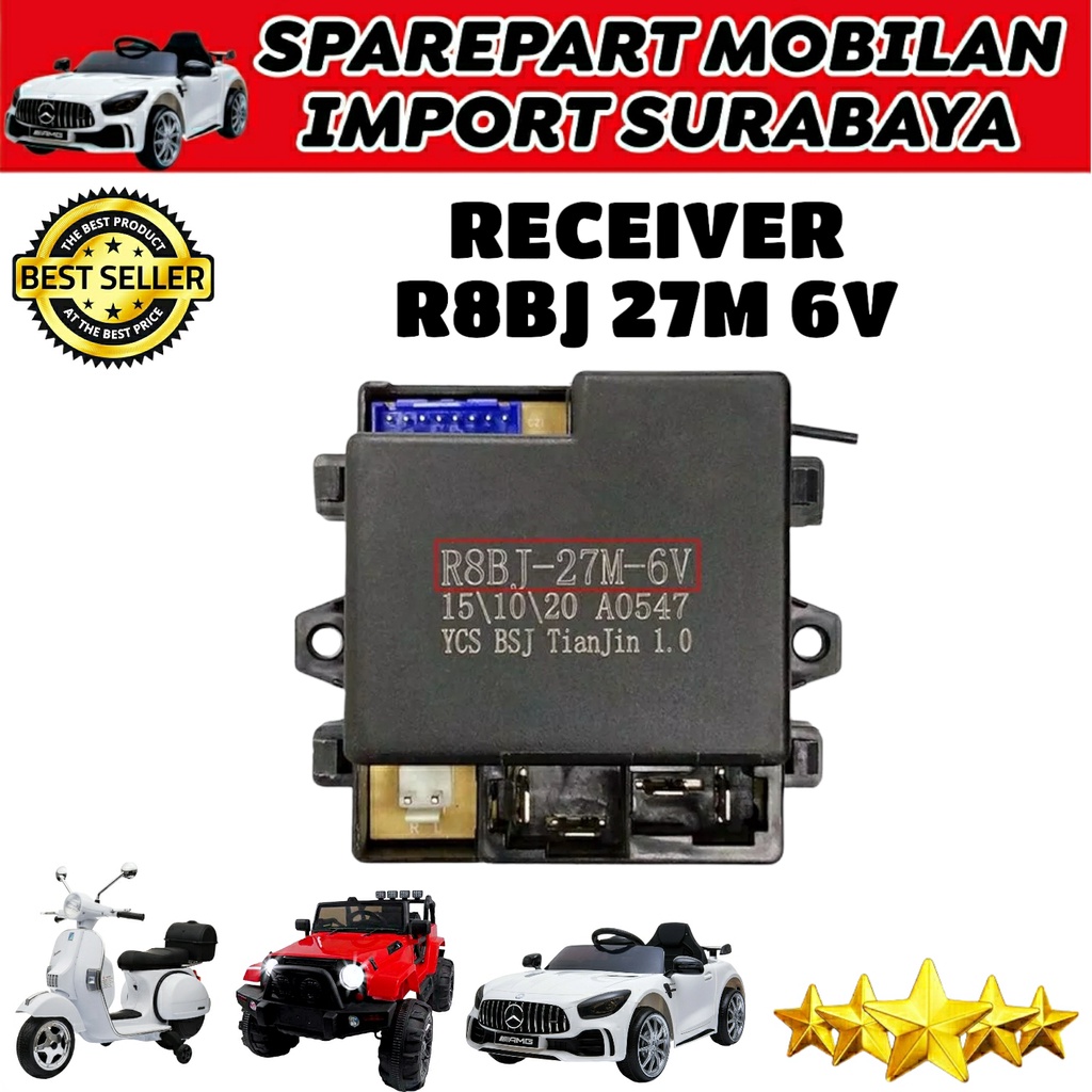 R8BJ 27M 12V 6V RECEIVER CONTROLLER MODUL MOBIL RC KONTROL DINAMO BATTERY TIANJIN 2G4S MOTOR AKI ANAK