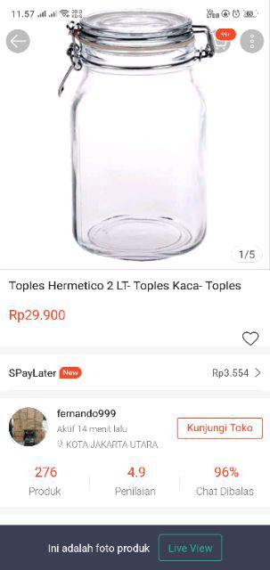 Toples Hermetico 1.5 Lt- Toples Kaca- Toples