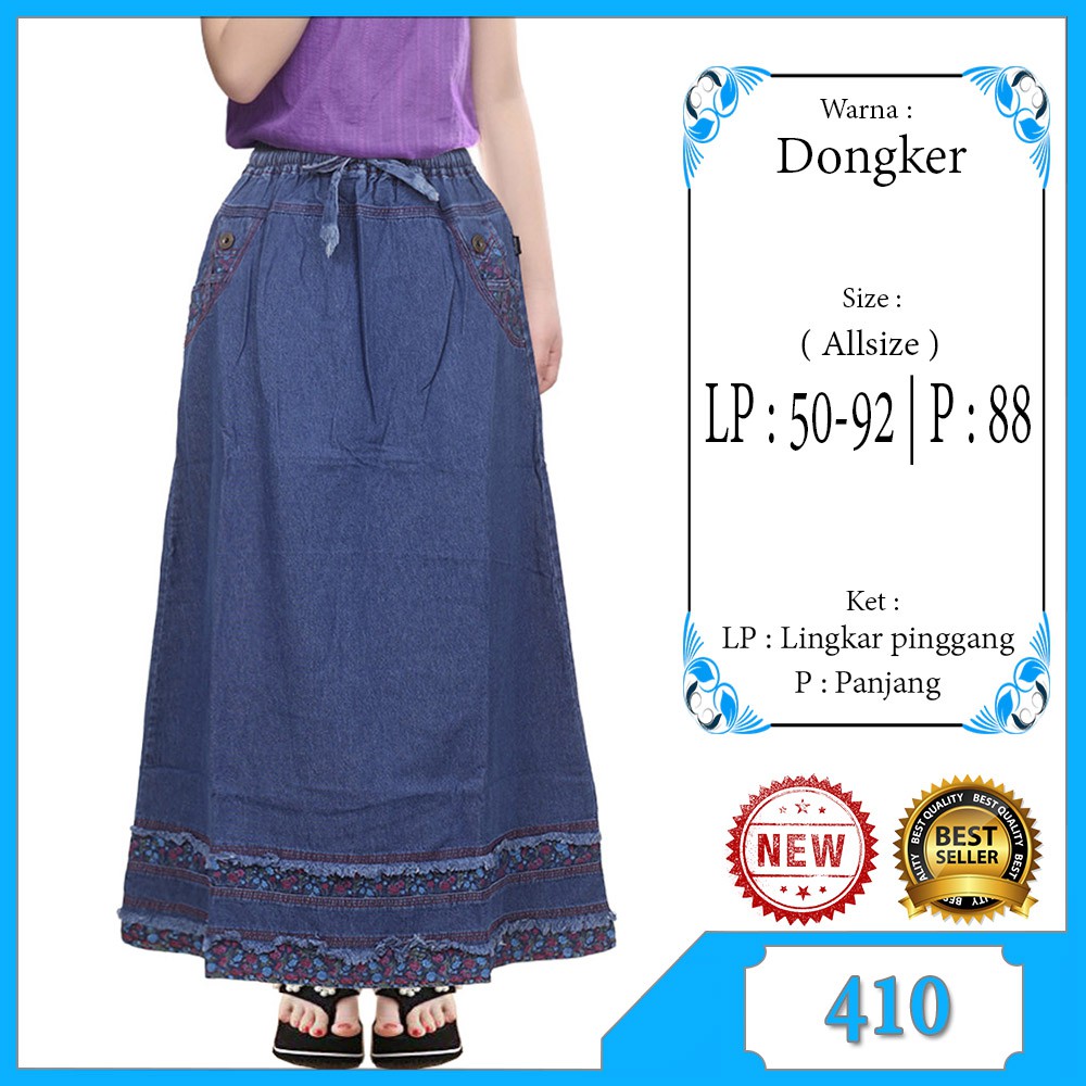 Rok Jeans Anak Motif Bunga - Rok Anak Perempuan - Rok Panjang Anak