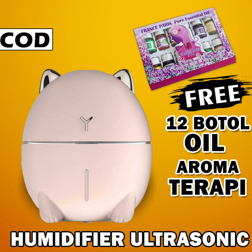 Humidifier Diffuser Aromaterapi Essential Oil Aromatherapy Disfuser Ultrasonic Pelembab Udara Pengharum Ruangan-Humi - Kucing