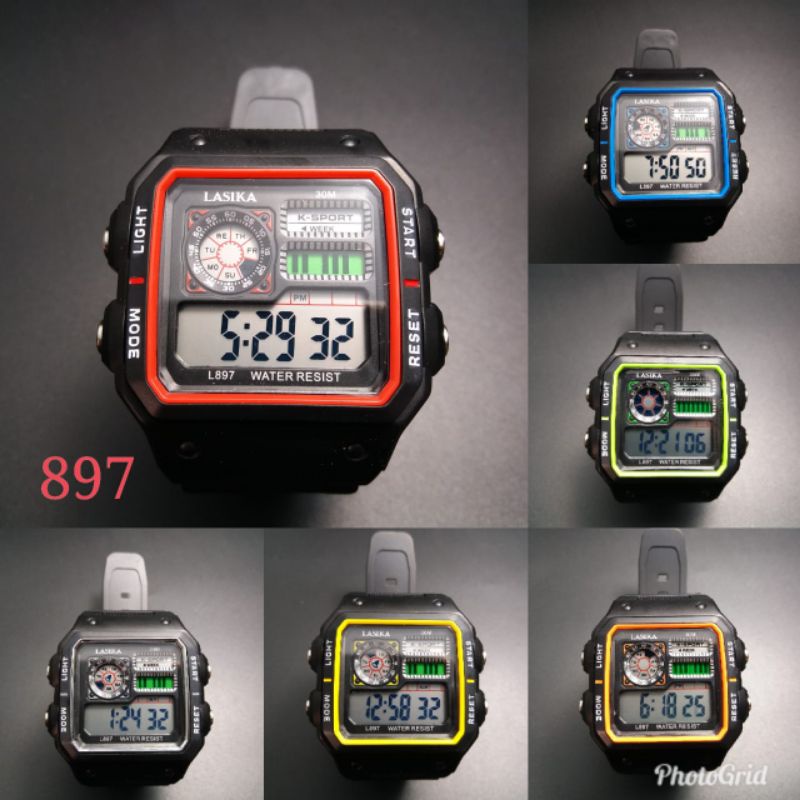 Jam Tangan Lasika 897 Digital Segi Original 100 waterproof