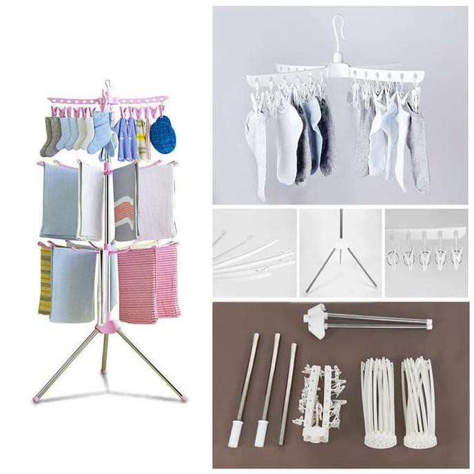 Tempat Jemuran Gantungan Jepitan Baju Pakaian Baby Anak Portable Lipat Stainless Laundry Dryer