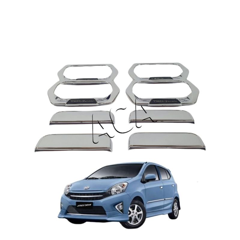 OUTER COVER HANDLE PINTU AGYA TRD CROM SET 8 PCS TINGGAL TEMPEL