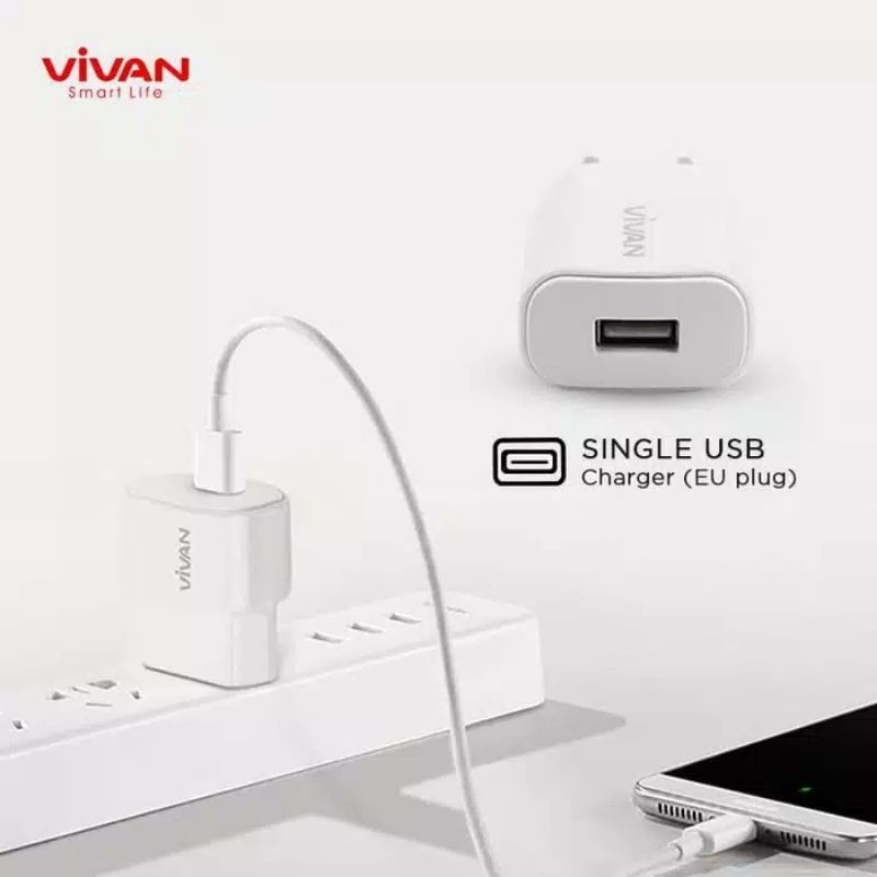 (ORIGINAL 100%)VIVAN Adaptor Charger Power Oval 3.0 18W Batok Quick Charge 3A Fast Charging