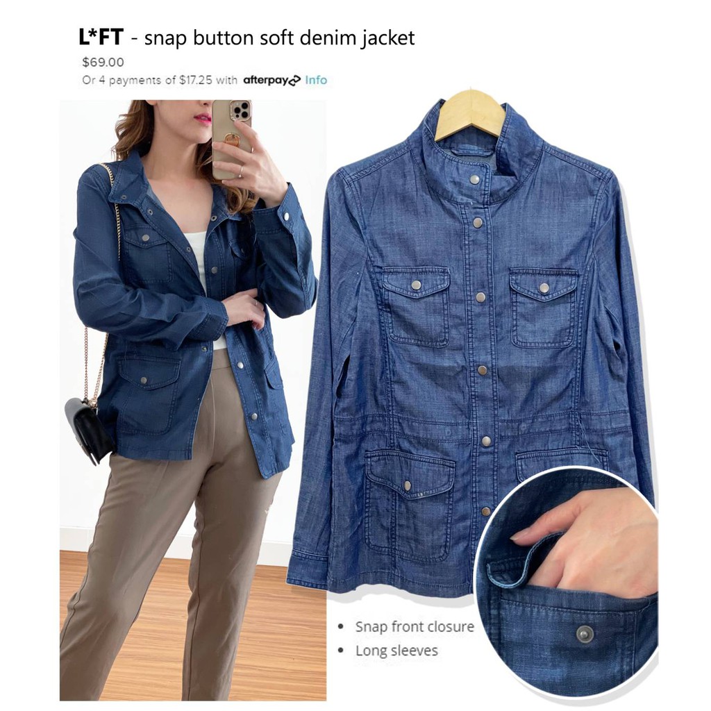 Talbots snap button soft denim jacket