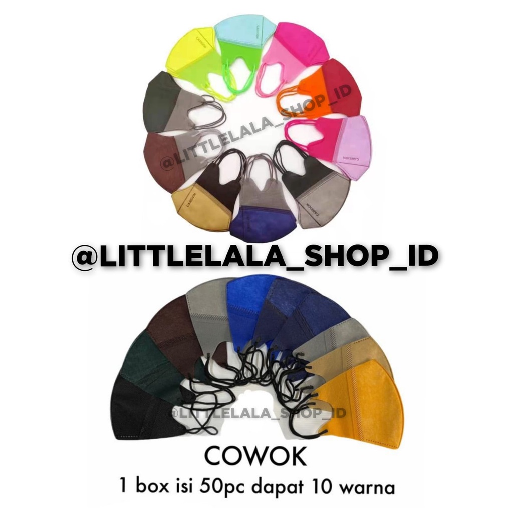 masker duckbill isi  50 pcs warna warni pelangi dewasa/ rainbow / careion / KN95