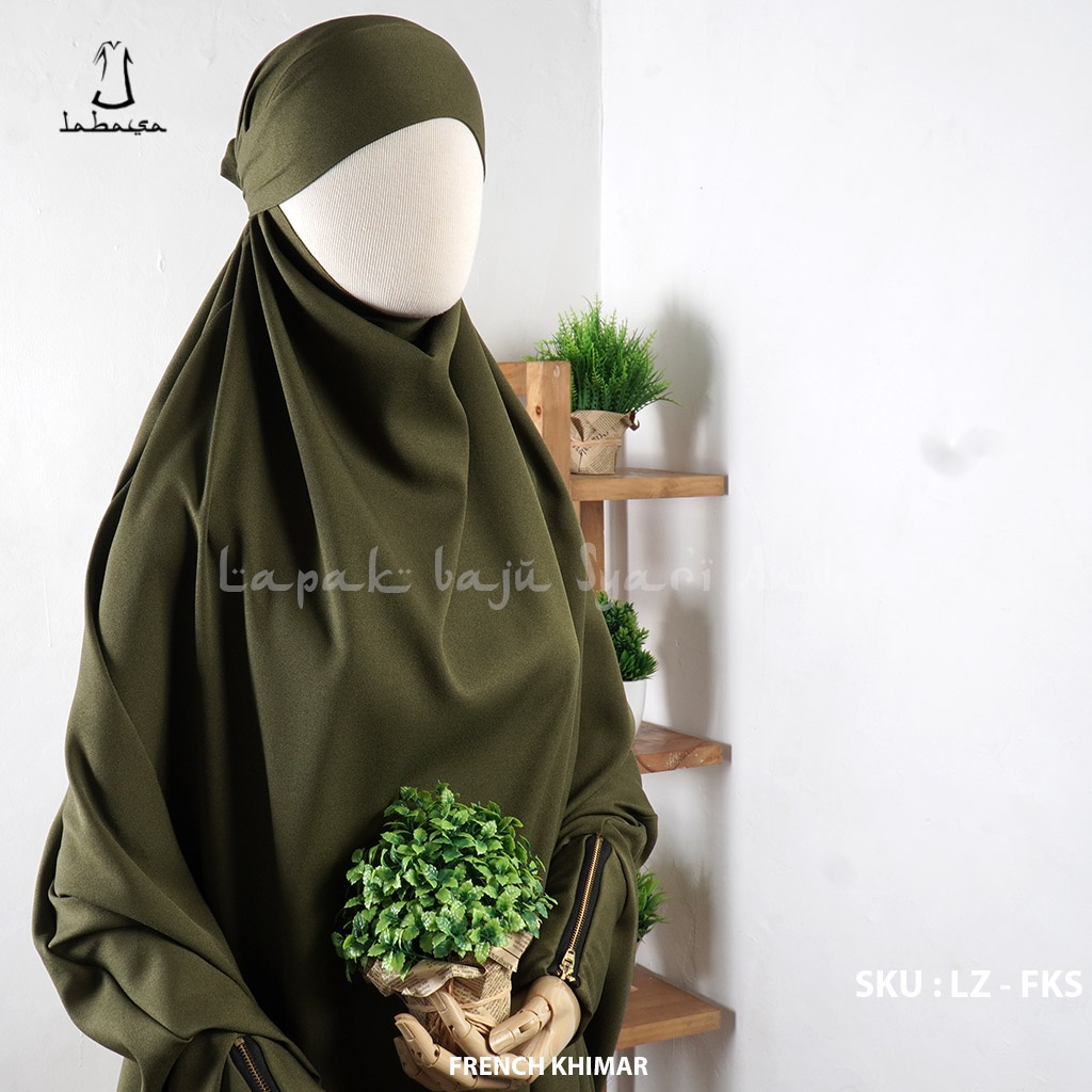 French Khimar Jumbo Square Manset Resleting Kuningan YKK Labasa Ori | French Hijab | Fashion Muslim