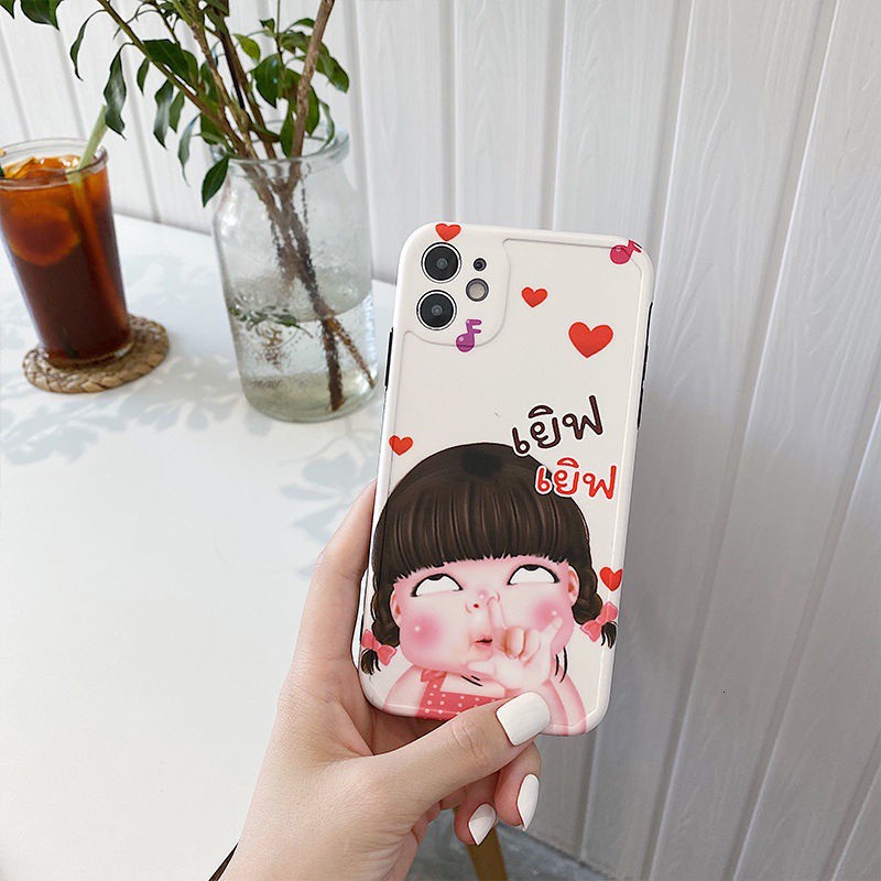 Casing Ponsel dengan Pola gadis gemuk lucu untuk IPhone 12 12promax Cute 7 8Plus SE X XS Anti-fall XR Xsmax 11 11pro 11promax Casing Ponsel Silikon Ggnh