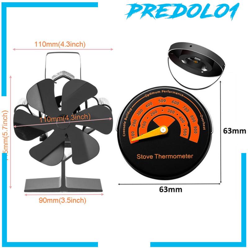 [PREDOLO1] Upgrade Mini Heat Powered Stove Fan Efficiency 6-Blade Quiet for Fireplace