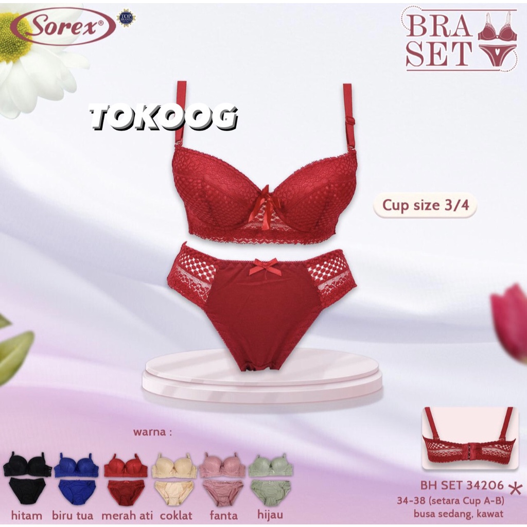 BRA SET TIDAK KAWAT SOREX 33416 dan BRA SET KAWAT 34206 SETELAN BH &amp; CD RENDA ELEGANT COCOK UNTUK SESERAHAN