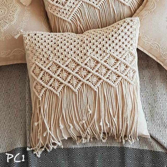 Sarung bantal macrame rajut pillow cover cussion