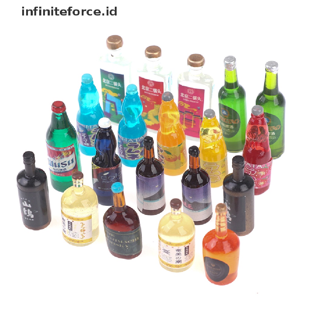 Infiniteforce.id 20pcs / Set Mainan Miniatur Botol Minuman Skala 1: 12 1: 6 Untuk Aksesoris Rumah Boneka