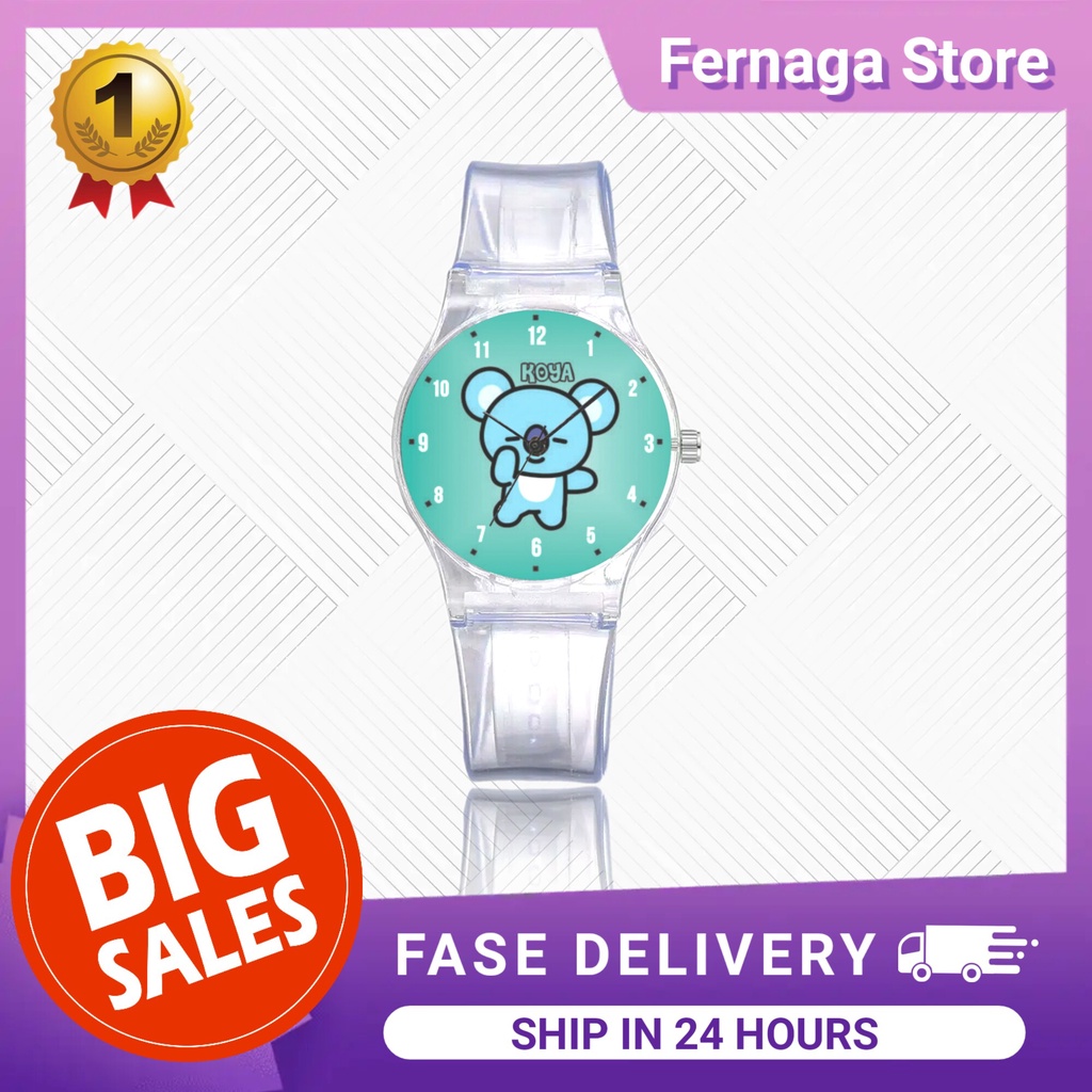 Jam Tangan anak Perempuan BT21 BTS Murah Kualitas Premium karakter koya lucu keren Kekinian Fashion 