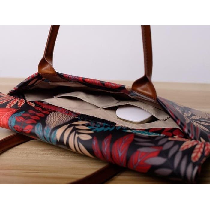 Tas Laptop Softcase Jinjing Macbook Pro 13 13.3 M2 2022  Leaves Printed 13inch