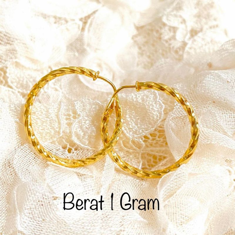 Anting Emas Muda Dewasa Bulat Ulir 1 Gram
