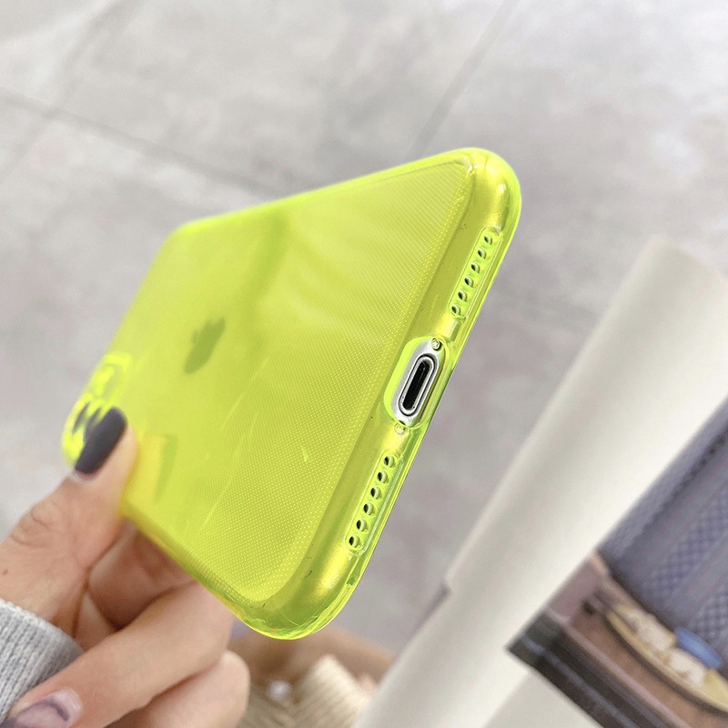 Soft Case TPU Transparan Warna Neon Polos Untuk Iphone SE2 2020 11 Pro Max X Xs Max XR 8 7 6 6s Plus