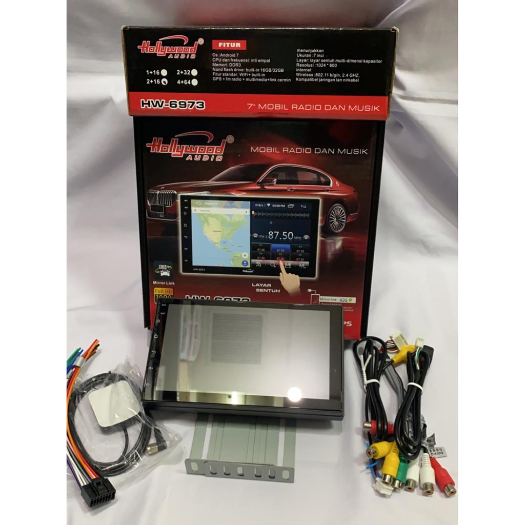 Head unit double din android 7 inch Hollywood Hw-6973 Ram/Room=2GB/16GB