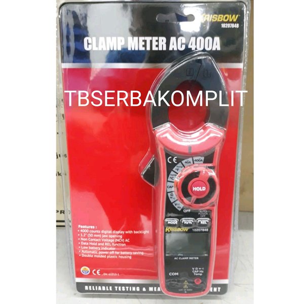 Krisbow KW0600286 Digital AC Clamp Ampere Meter 400A Tang Ampere Mini Digital 400 Amper Alat Ukur KW