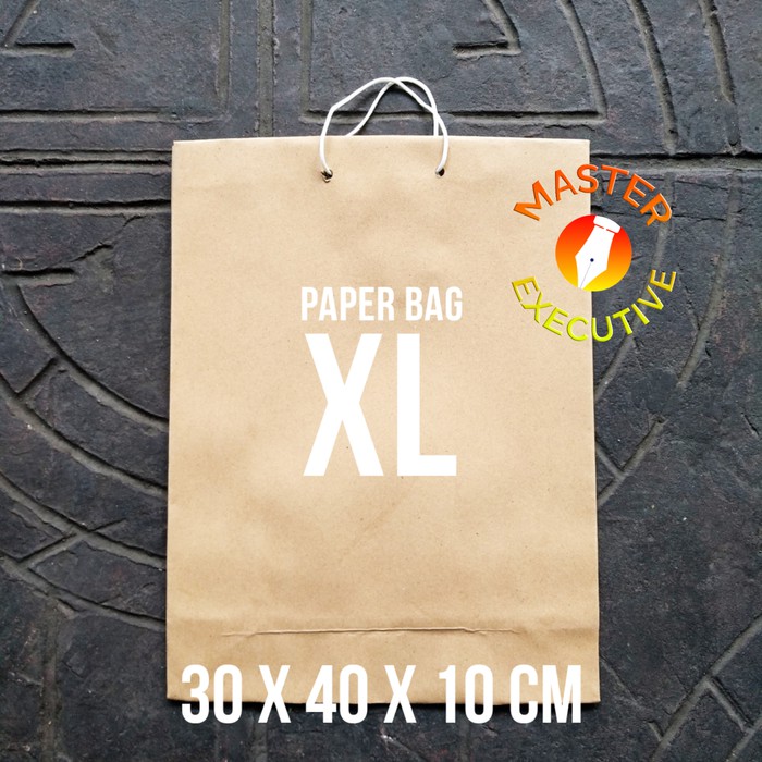 Paper Bag Polos XL Coklat - 30 x 40 x 10 cm - Tas Kantung Kertas Besar