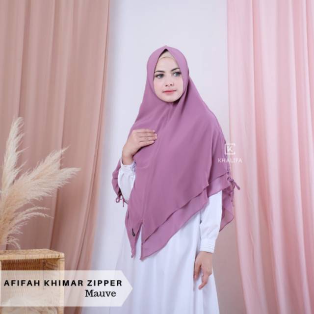HIJAB SAR I KHIMAR DOUBLE LAYER BAHAN PREMIUM AFIFAH ZIPPER
