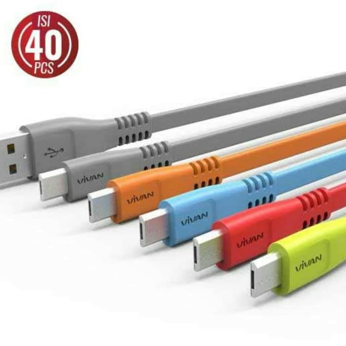 Kabel Data Vivan Micro Warna Warni Gepeng