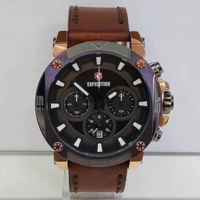 Jam Tangan Expedition 6606 Pria RoseGold Black Original