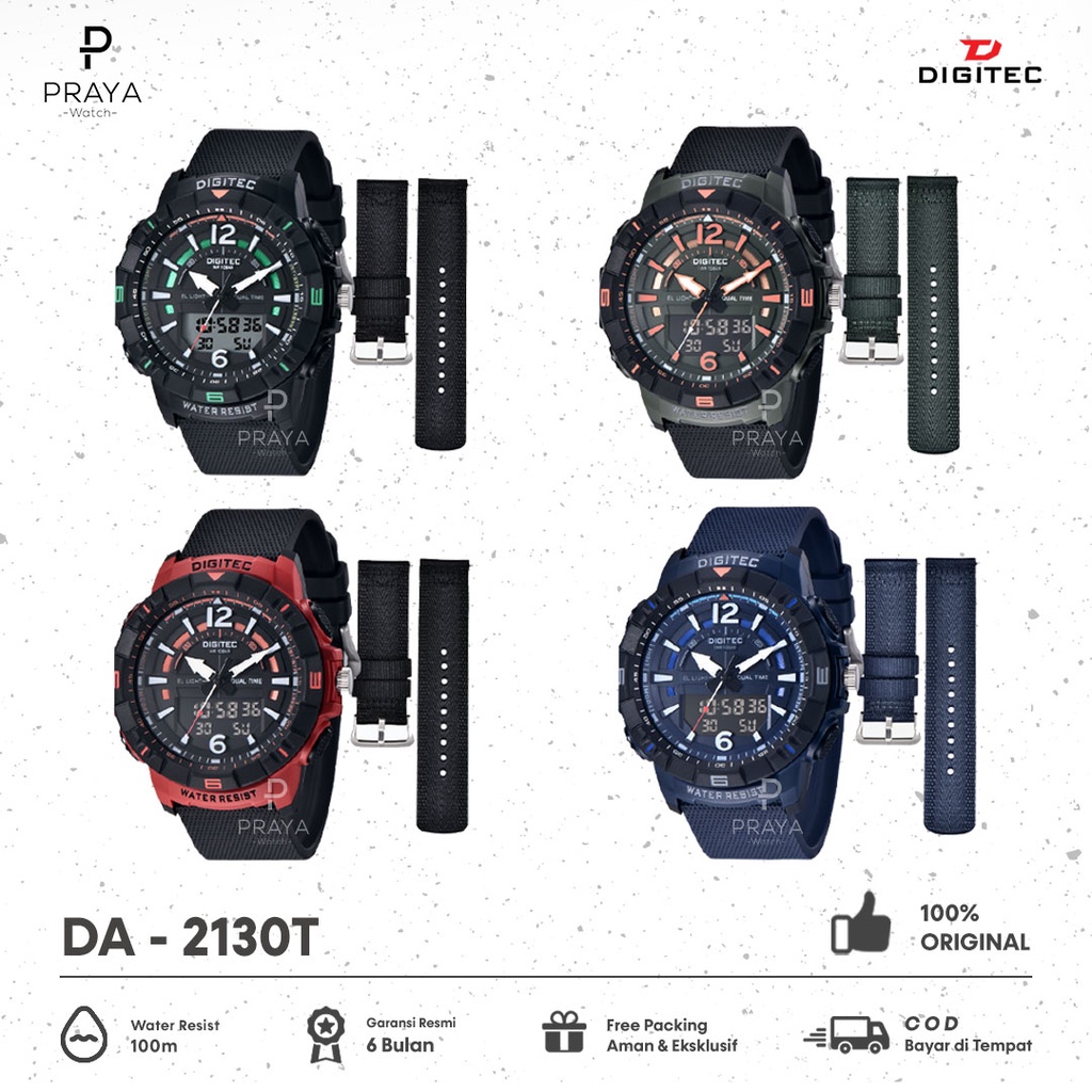 Jam Tangan Digitec Pria DA2130T DA 2130 T Dual Time Original