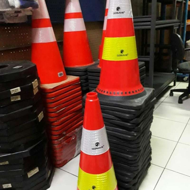 Traffic Cone PVC ELASTIS LENTUR Tinggi 75 dan 70 Cm