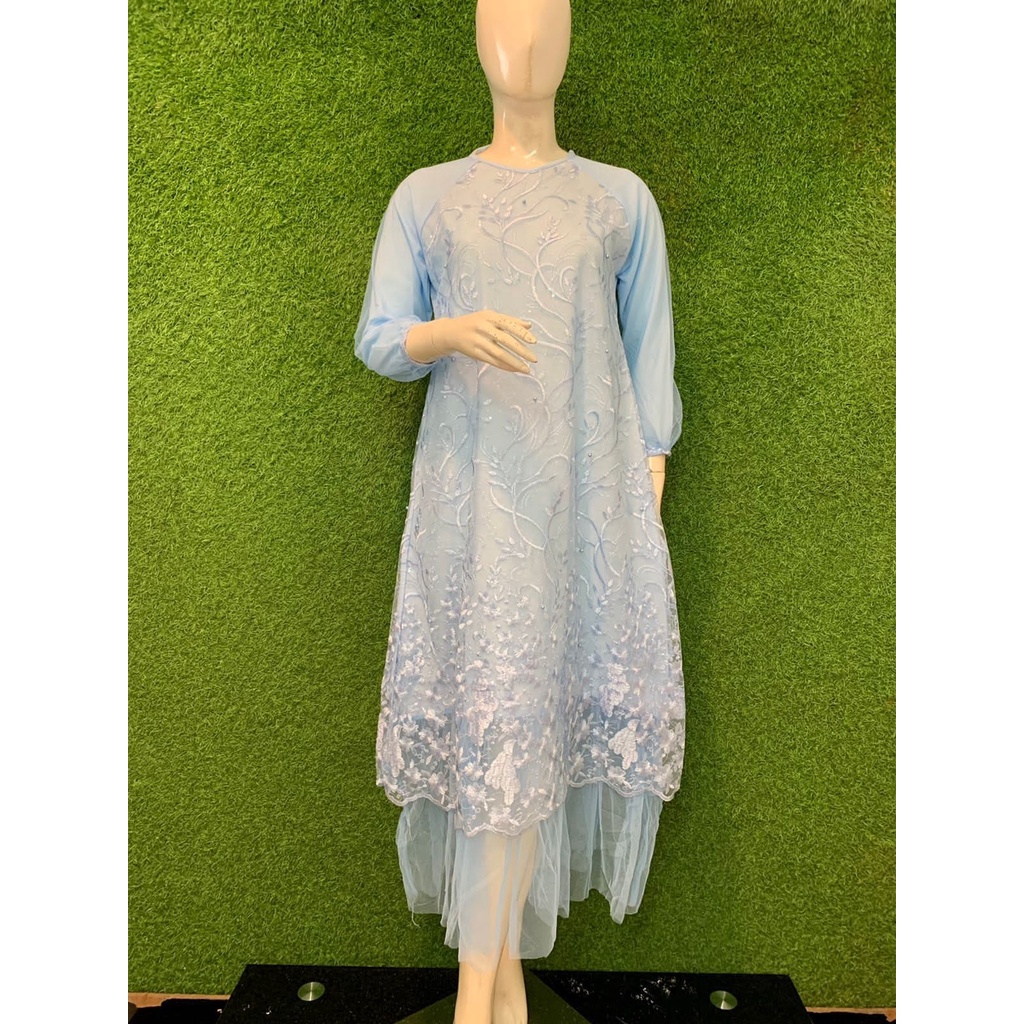 PROMO LONG DRES TUTU TULLE MUTIARA BORDIR / LONG GAMIS TULLE MUTIARA BORDIR / LONG GAMIS PESTA