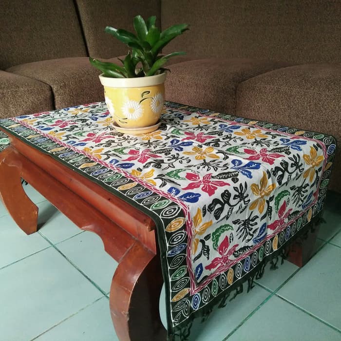 JUAL TAPLAK MEJA TAMU BATIK PERSEGI PANJANG 50X120 CM