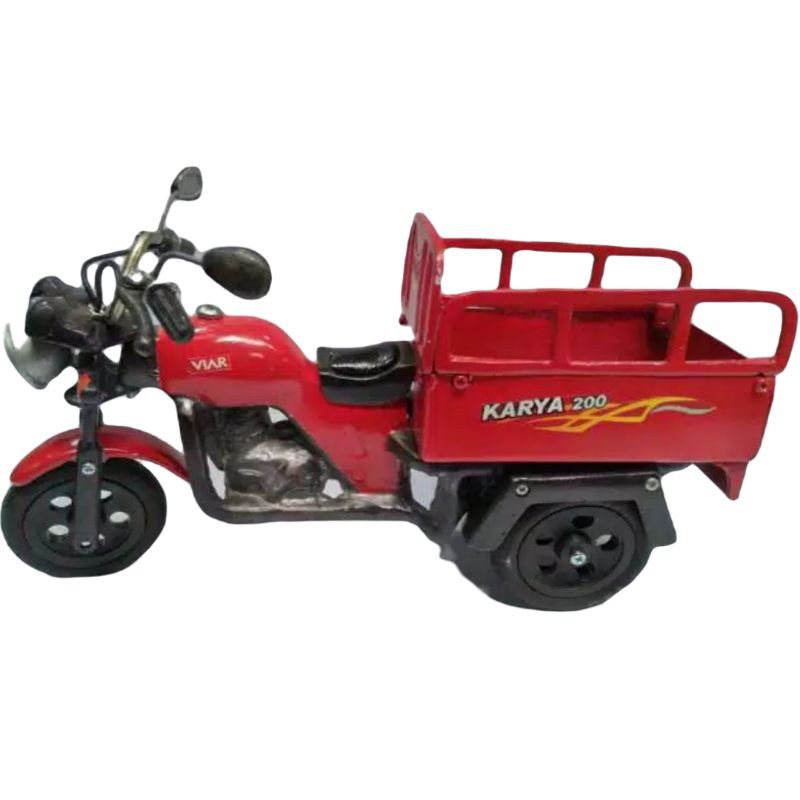 PAJANGAN MINIATUR DIECAST GEROBAK SEPEDA MOTOR VIAR WARNA MERAH 32x10x15 CM DARI BESI LOGAM