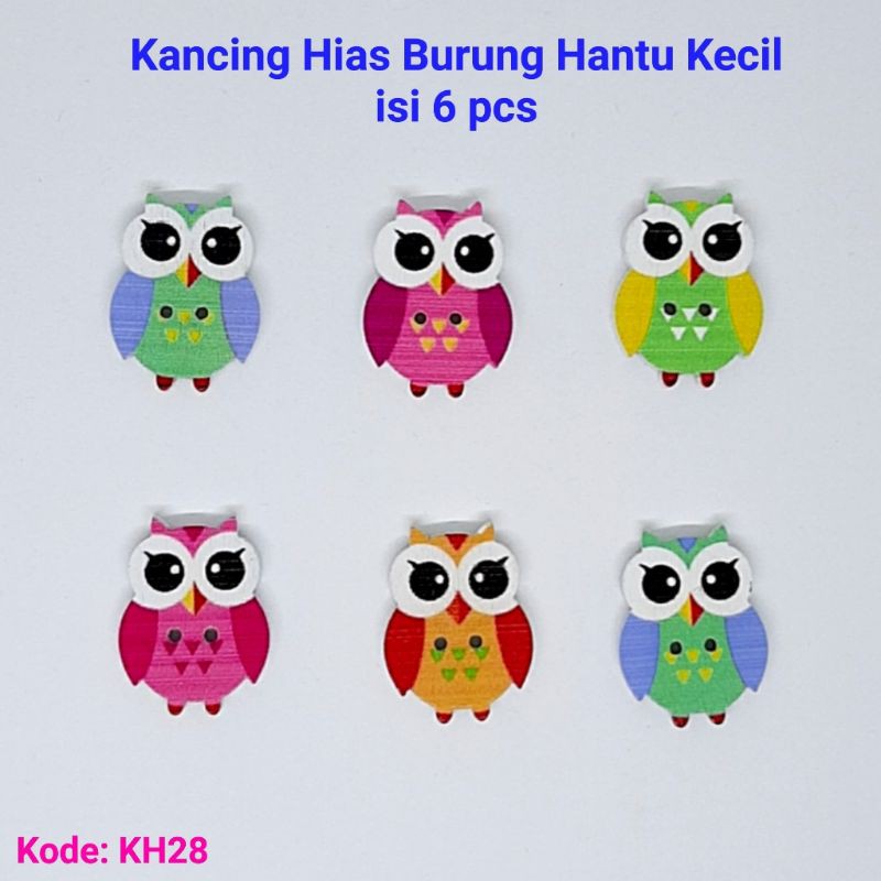 Kancing Hias Burung Hantu Kecil