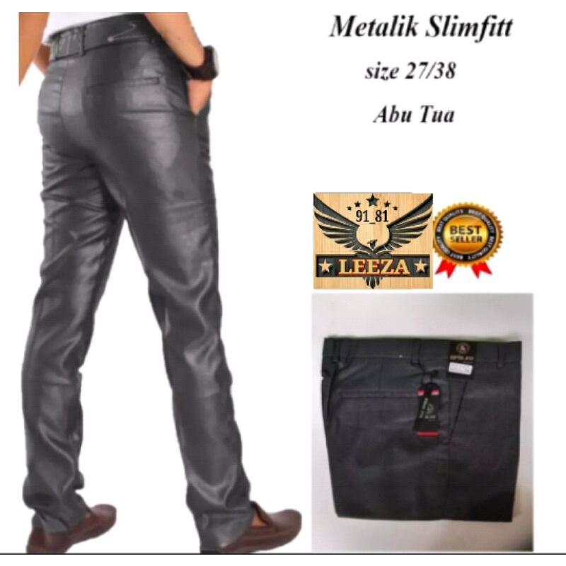 Celana Formal Pria Dasar Mengkilap METALIK Slimfit Formal (CELANA KANTOR MURAH) 27-38